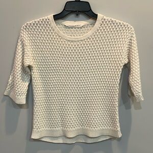 Athleta XS Honeycomb Knit Sweater - Cream White - Linen Blend